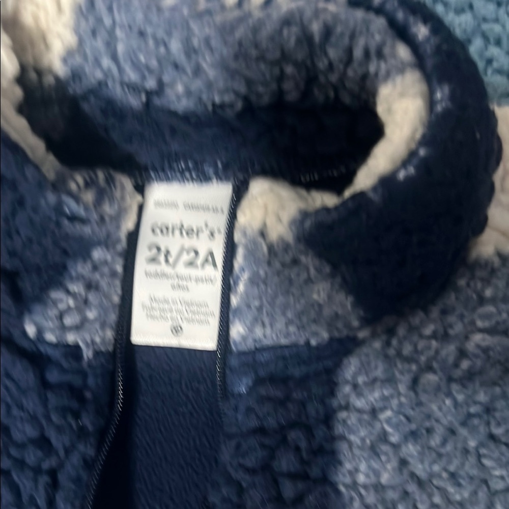 Carter's Navy and Cream Fleece Pullover - Picture 2 of 5
